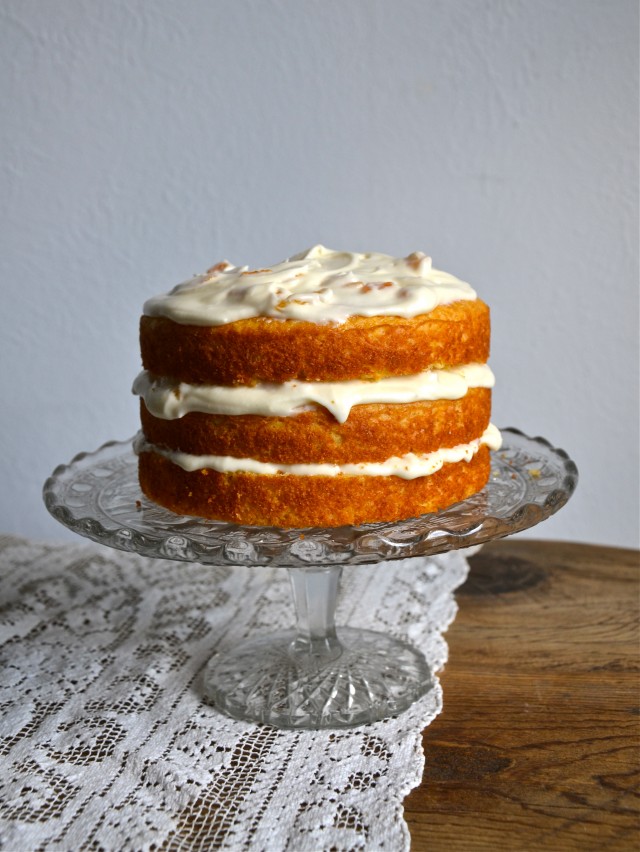 Cornmeal Cake with Honey Apricot Frosting | Anecdotes and Apple Cores